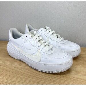Nike Air Force 1 Platform Sneakers Womens Size 9.5 PLT.AF.ORM Triple White